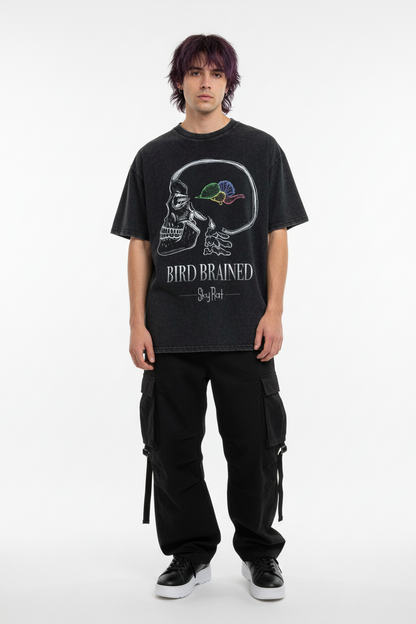 Bird Brained Snow Washed Oversized Tee