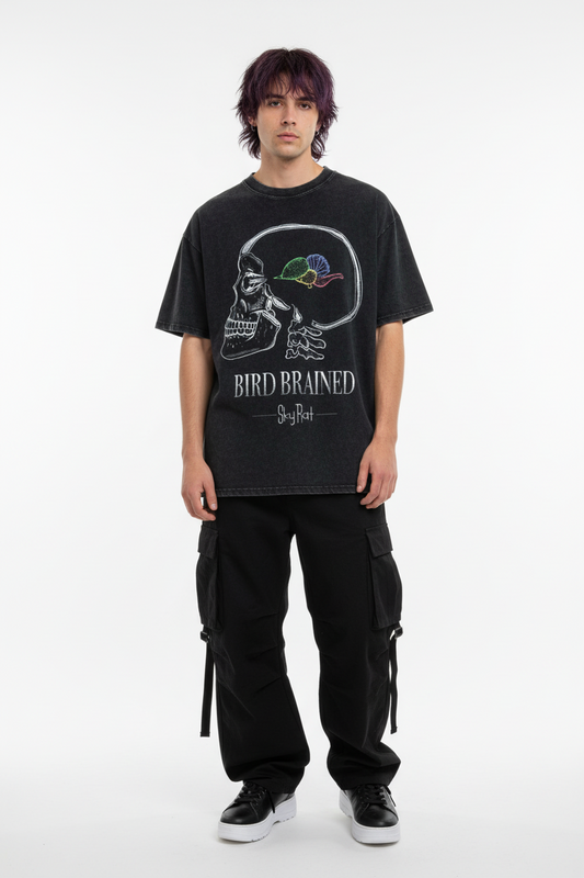 Bird Brained Snow Washed Oversized Tee