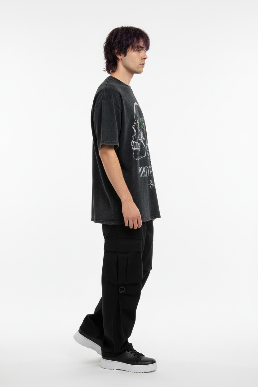 Bird Brained Snow Washed Oversized Tee